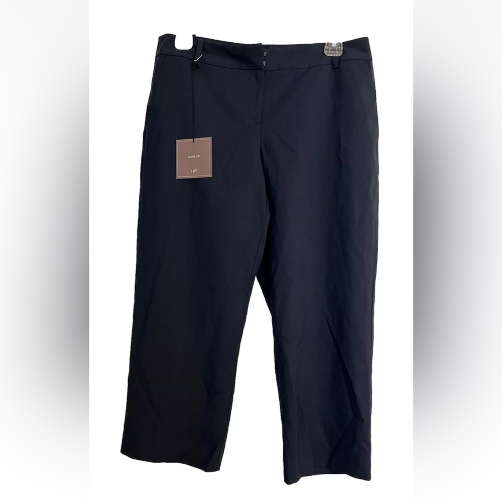 J. Jill Crops Capris Size 8P Navy Simple 120 Wool Cropped Wide Leg  Washable New